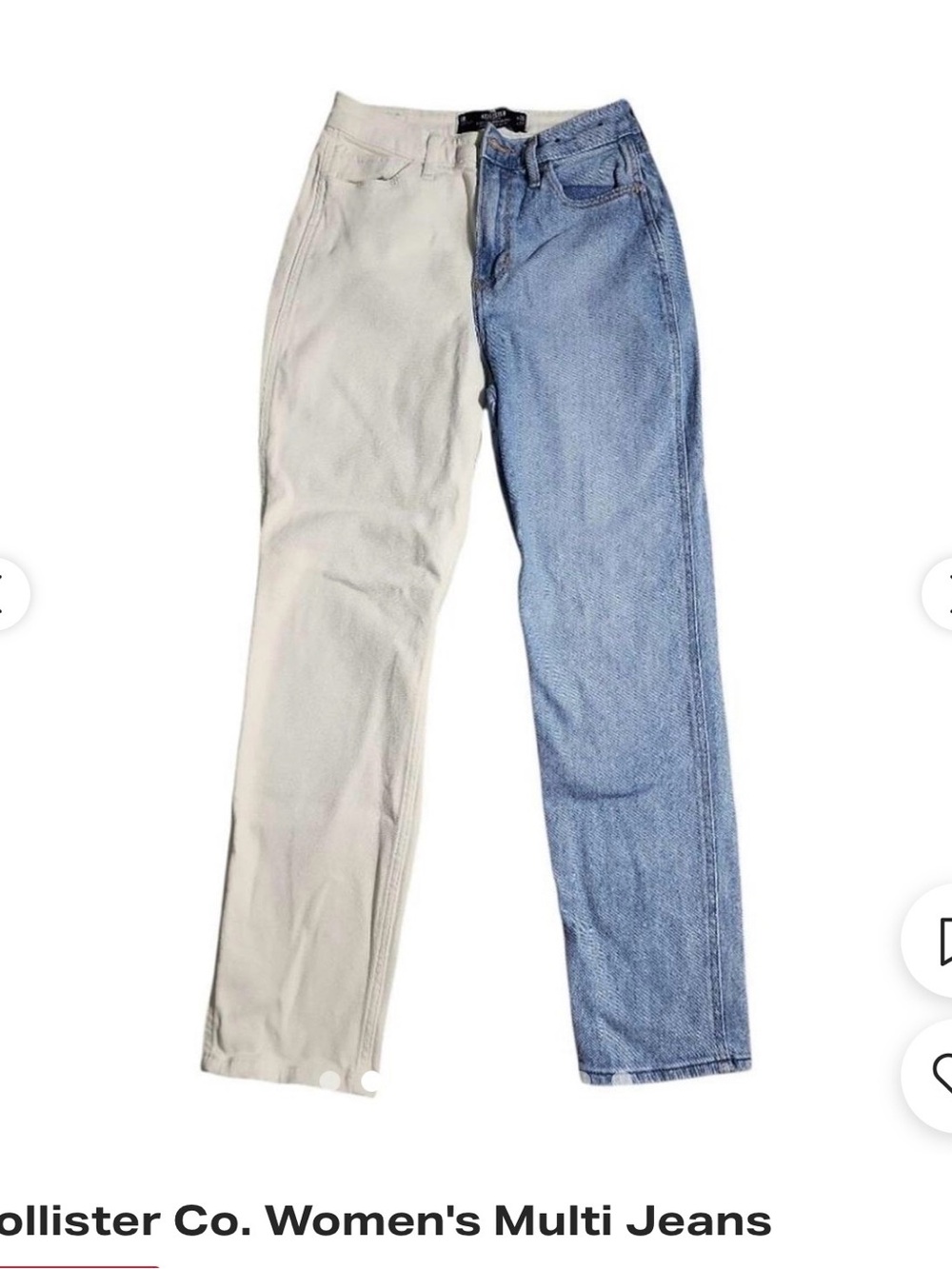 Hollister Two-Tone ultra High Rise mom Jeans in White and Light Blue